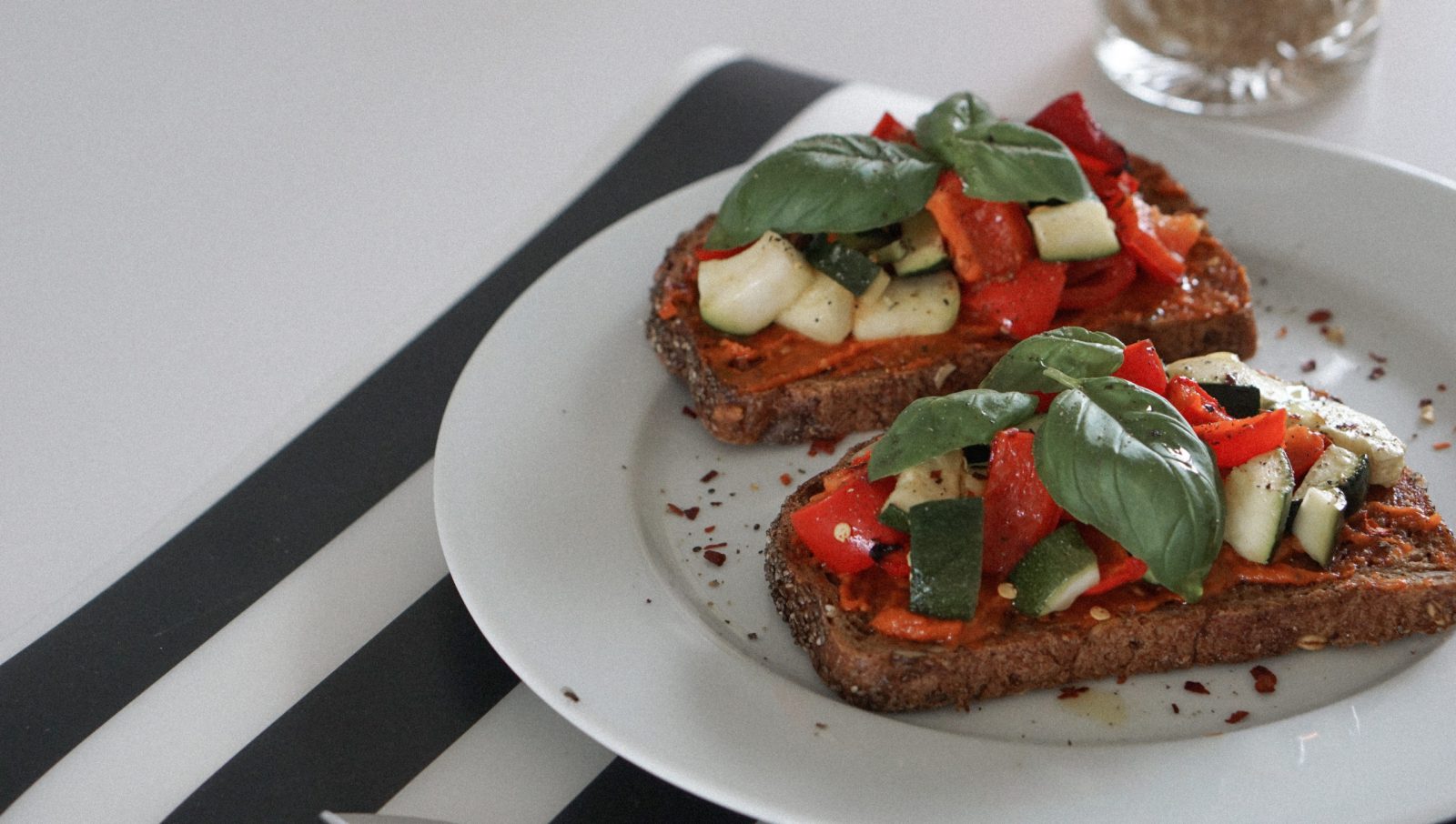 Current go-to lunch: toasted bread with grilled veggies.